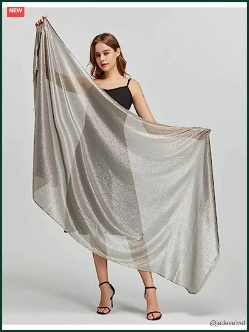 Shimmer Metallic Fringed Shawl Lightweight Evening Wraps for Wedding Party
